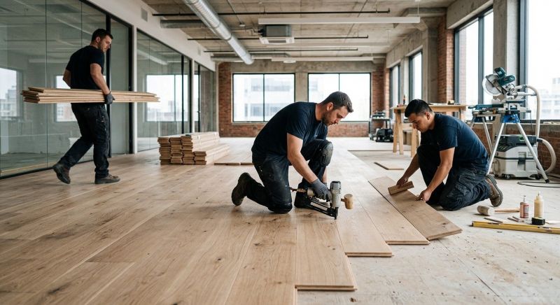 Our team working on Wood Floor Service projects in New Brunswick, NJ
